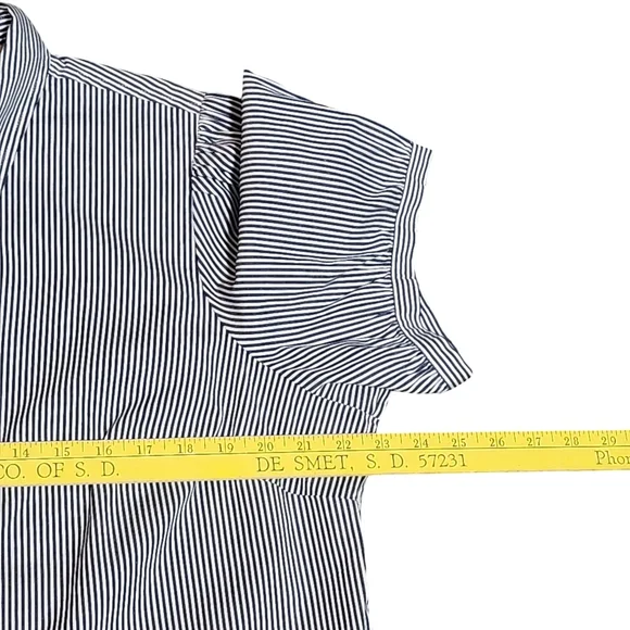 J CREW Striped Puff Sleeve Button Up Shirt Womens Plus XXL Navy White Coast NWT - Picture 6 of 10